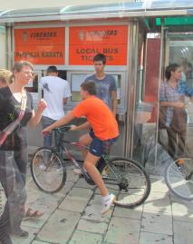 bus stop and ticket kiosk