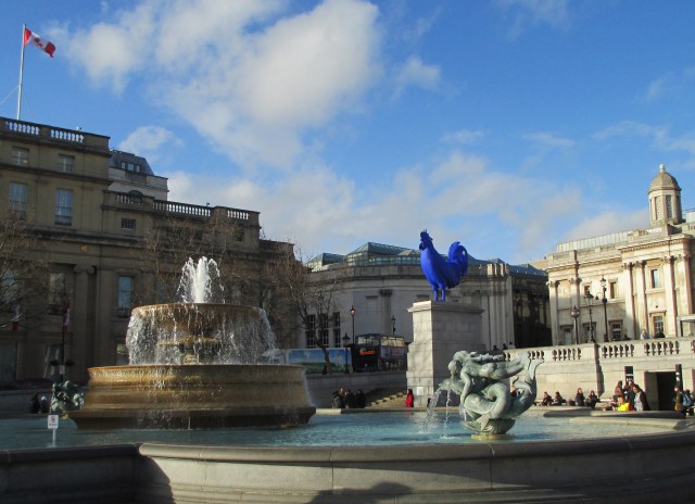 blue rooster in Trafalgar Square