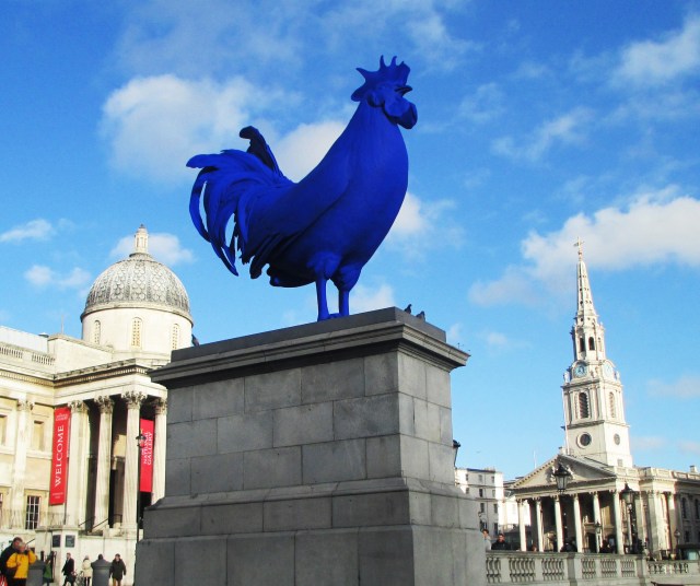 blue rooster on fourth plinth